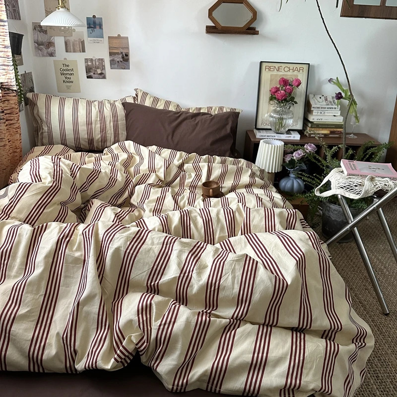 Bed Linen Duvet Cover Stripe Boys Girls Twin Queen Size Duvet Cover Pillowcase Bedding Adult Fashion Home Textile Nordic Sling 240725