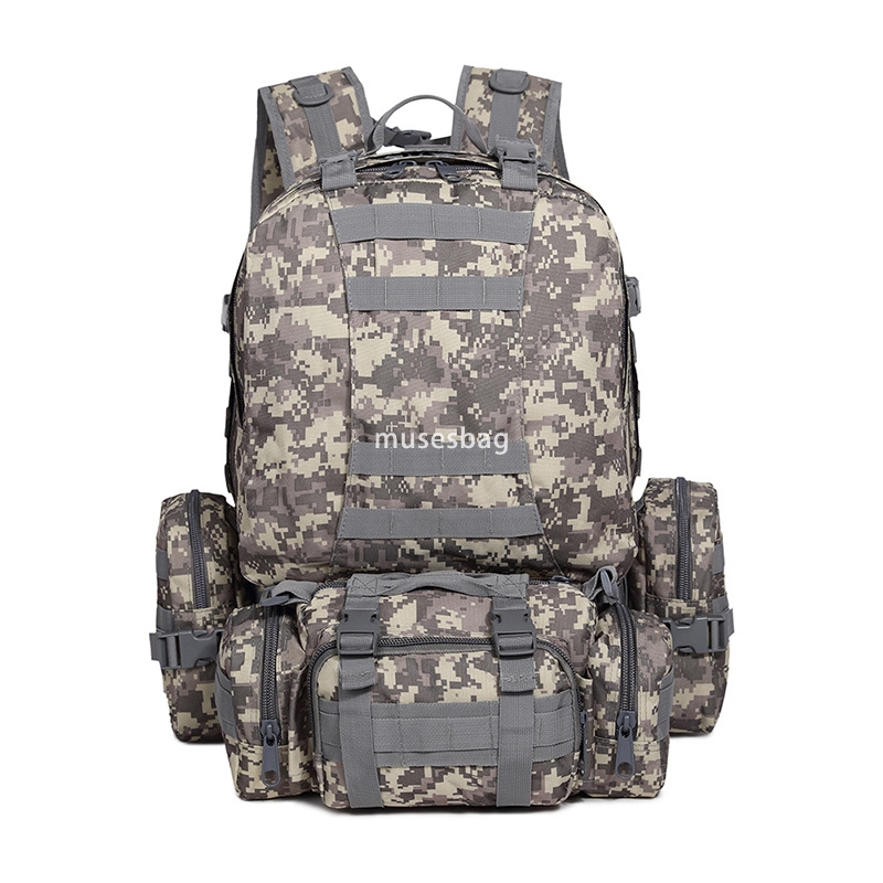 Upgraded pressed film pad with color button combination bag large capacity outdoor camo camping hiking bag