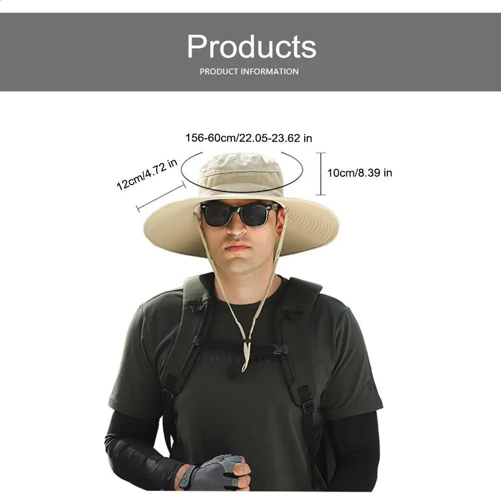 Solar Fan Fisherman Hat Outdoor Big Brim Sunscreen Quick Drying Fishing Hat Mens Charging Big Wind Hat with Fan 240710