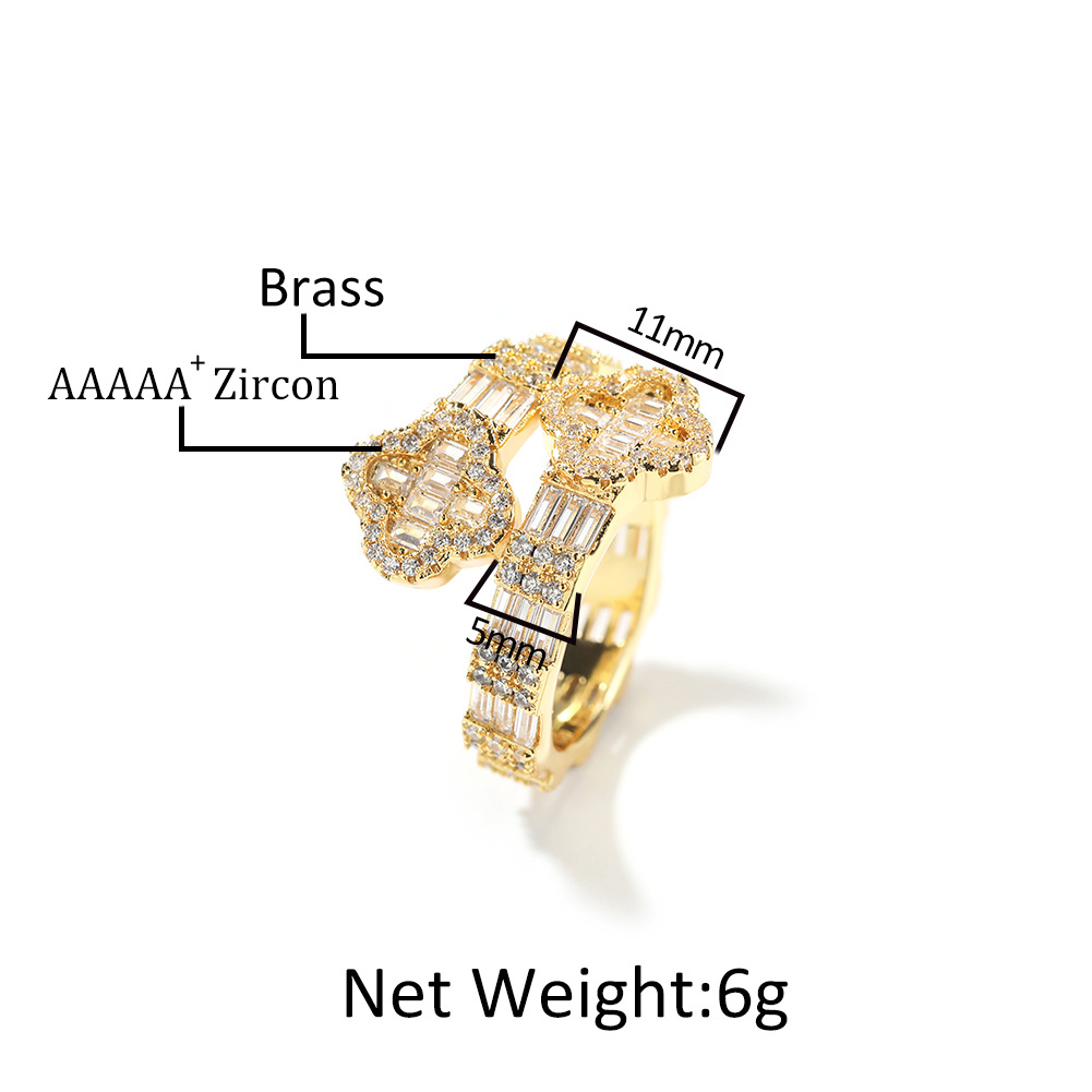 Hip Hop Flower Ring TopBling T Cubic Zircon Women Men Couple Jewelry Gold Plated