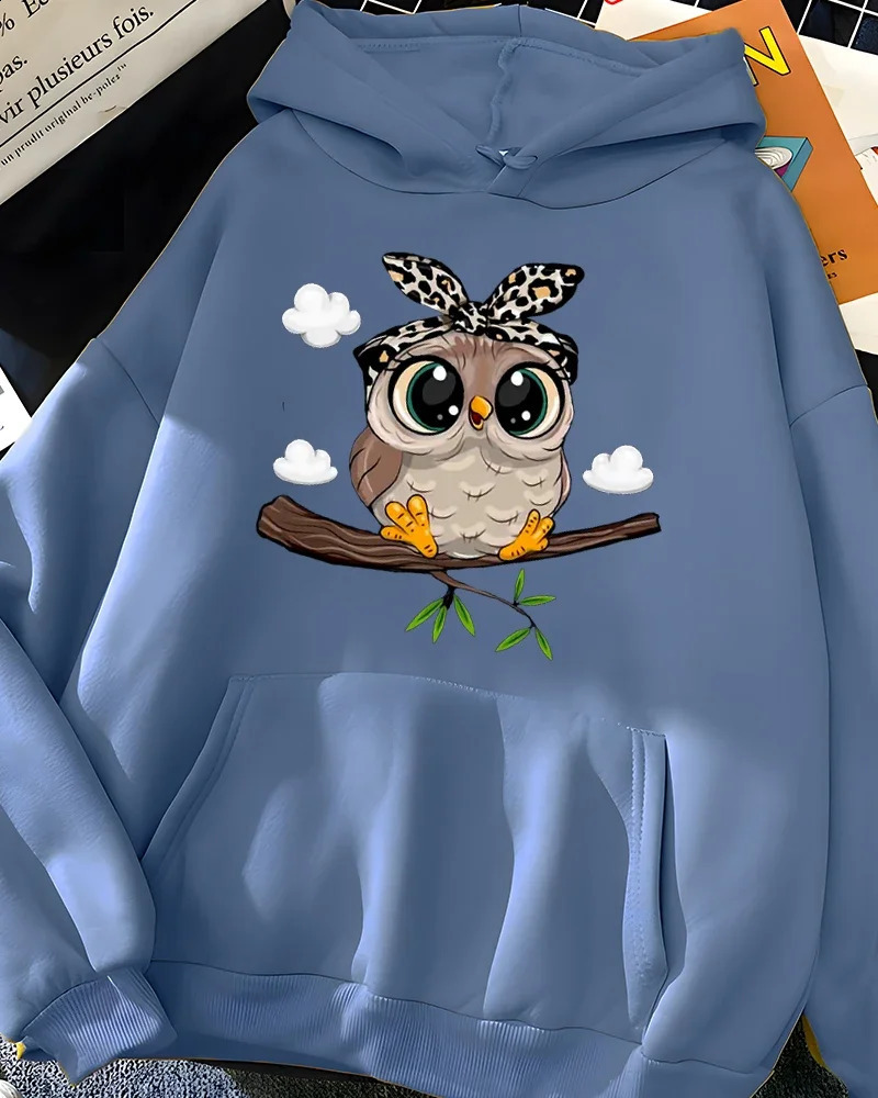 Hirsionsan Kawaii Cartoon Print Hoodies Women Oversized Sportwear Female Sweatshirt Cute Graphic Fleece Ladies Clothes 240806