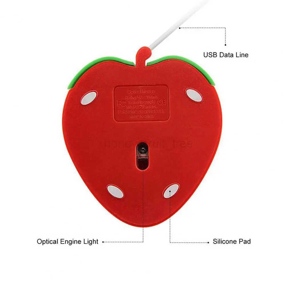 Cute Wired Mouse Plug-play Mouse Ergonomic Cozy Grip Strawberry Mouse Mute Optical Usb Wired Computer Accessories for LaptopM240725