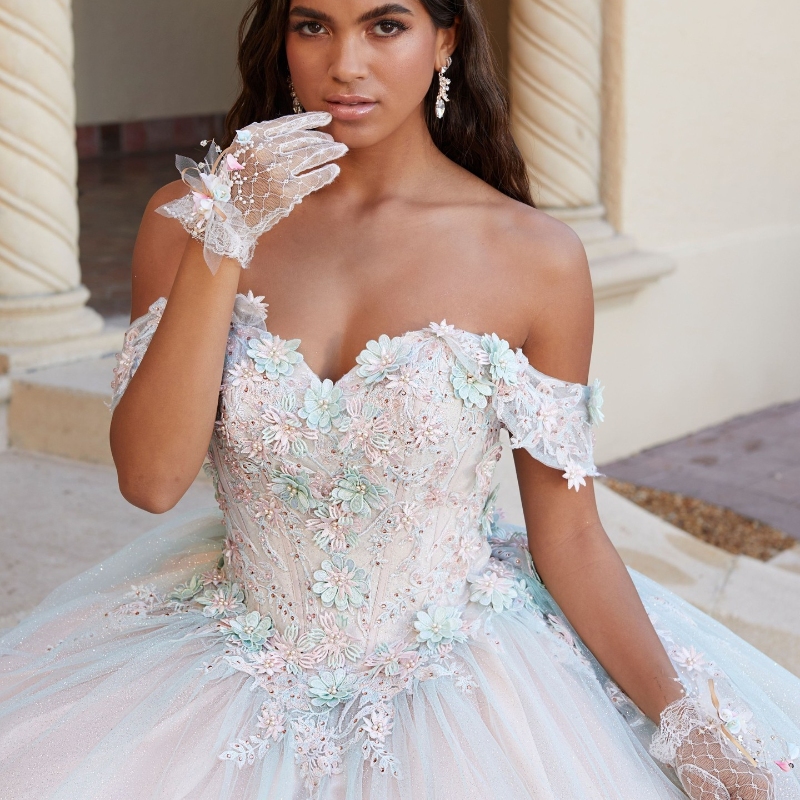Sexy Sweetheart Quinceanera Dress Ball Gown 3D ral Applique Beading Tull Corset Sweet 16 Vestidos De 15 Anos