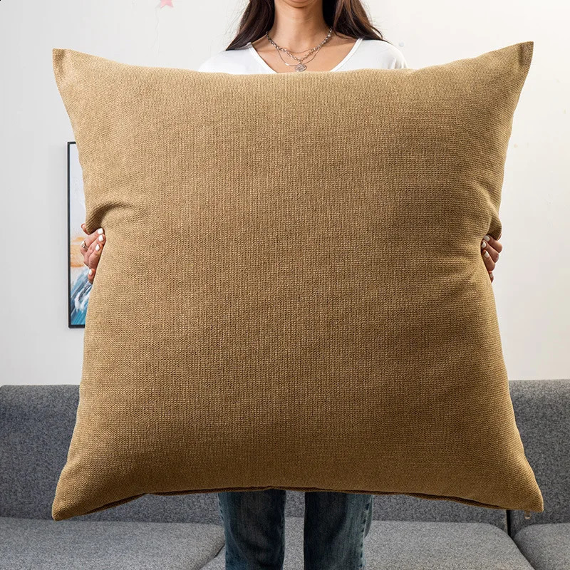 Large Square Pillowcase Coffee Sofa Back Huge Cushion Cover Washable Living Room Bedroom Pillow Cases Solid Color 607080CM 240725