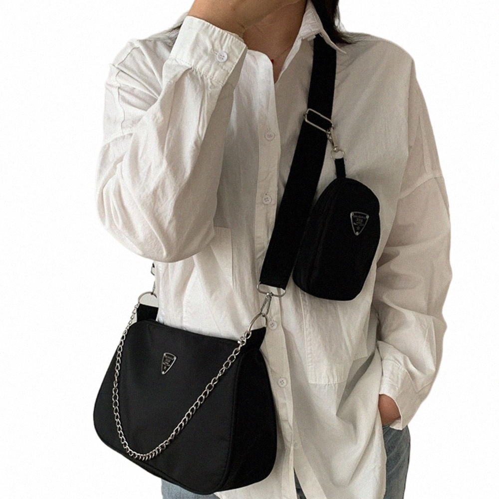 Nylon Handbags for Women - Lightweight 2in1 Crossbody and Sg Shoulder Bag Set, Casual Solid Color Large Capacity Travel Purses dh911125171