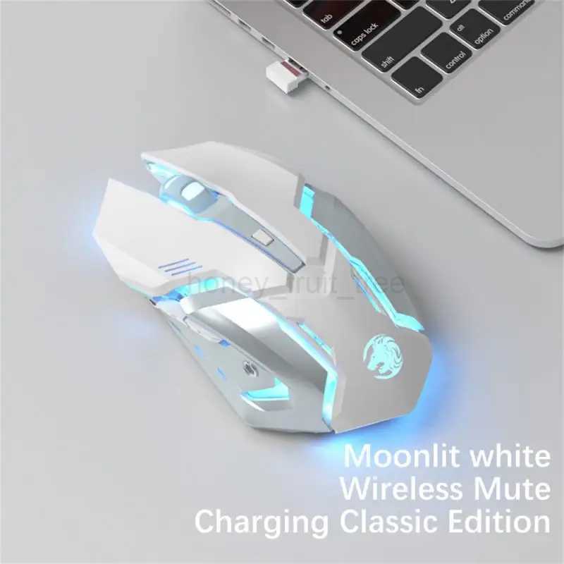 Wireless Silent Mute Gaming Mouse 1600 DPI Optical LED Backlit USB Rechargeable Mice 6 Buttons Design For PC LaptopM240725