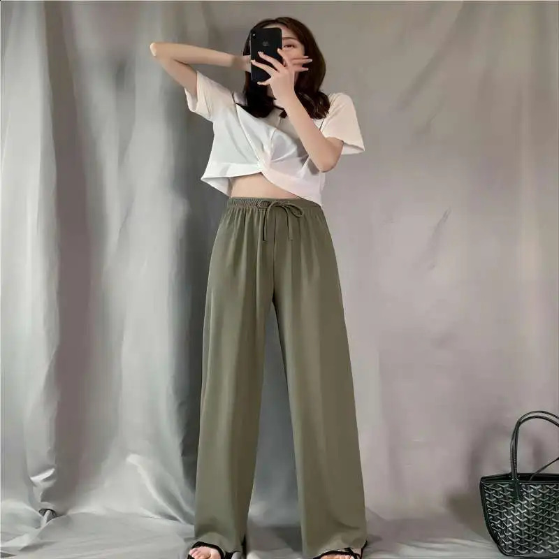 Women Casual Joggers Tech Pants Solid Low Waist Pants Drawstring Wide Leg Baggy Trousers Y2k Streetwear Oversize Sweatpants 240821