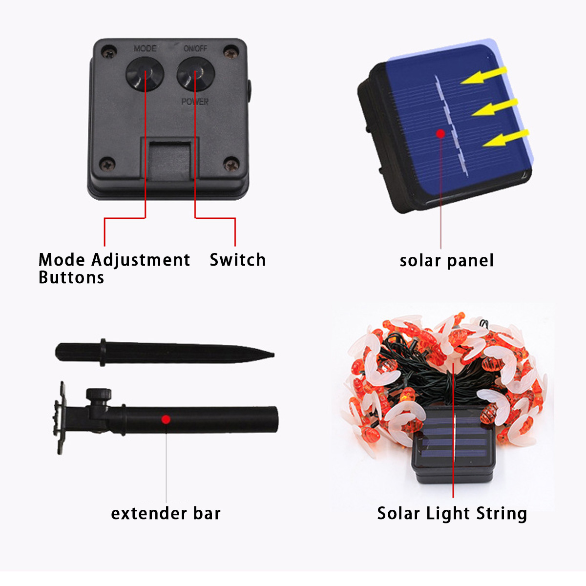 led solar bee light string patio outdoor waterproof decoration ambient light flashing lights string lights