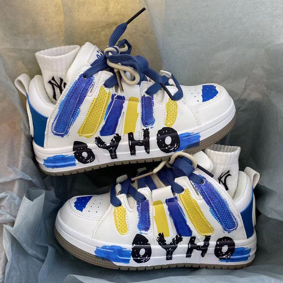 Designer In Black White Creative Graffiti Sports Board Shoes For Men And Women