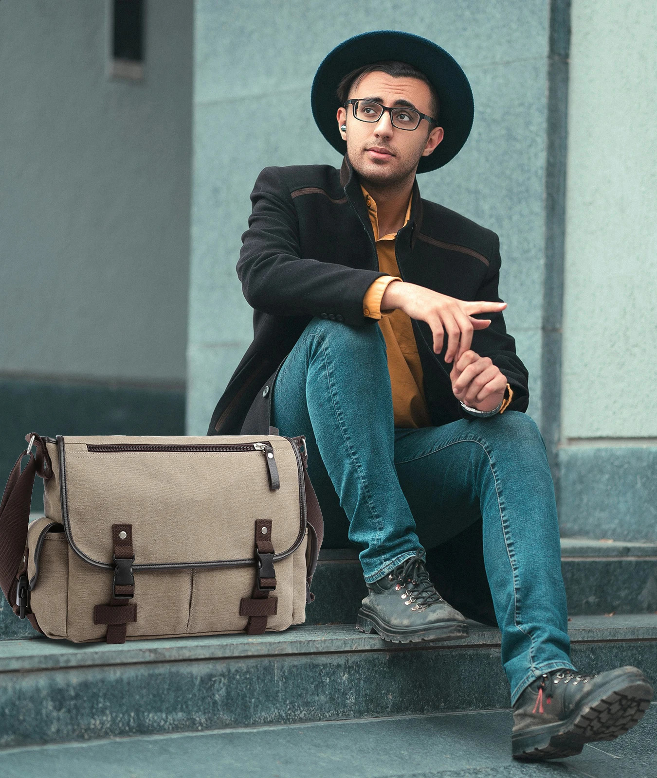 Canvas Men Messenger Bag Vintage Business Handbag for Casual Fit 13 inch Laptop Large Capacity Durable Briefcase 240723