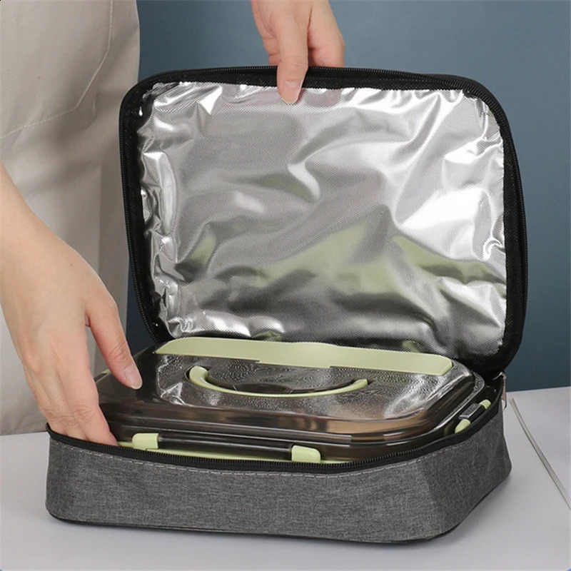 Square Insulated Lunch Bag for Women Thermal Cooler Bento Box Bags Food Portable Travel Picnic Delivery Meal Container y240903