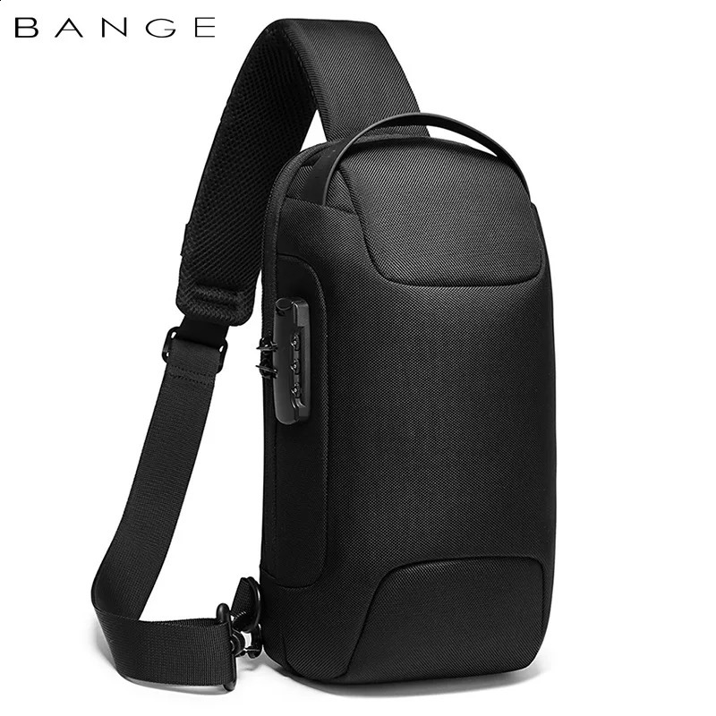 BANGE Chest Bag Antithief Men Crossbody Waterproof Shoulder Bags USB Charging Short Trip For Male Travel Pack 240723