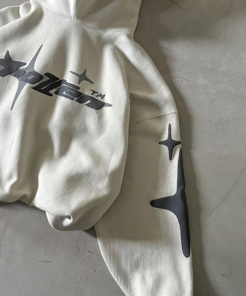 American Trend Street Retro Star Letter foam Hoodie Mens Y2k Gothic Harajuku Casual Couple Loose Sweatshirt 240821