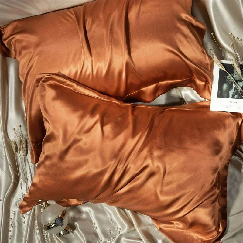 Blending Mulberry Silk Pillowcase Satin Soft Silky Two-sided Pillow Case Skin Beauty Skin Friendly Pillow Cover Solid 240725