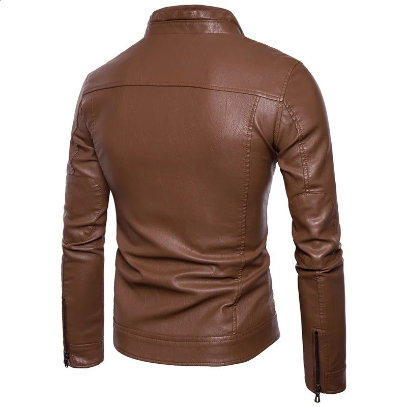 Arrived 2024 Mens Fashion Leather Jacket Slim Fit Stand Collar PU Jacket Male Motorcycle Lapel Diagonal Zipper Jackets Men 240814