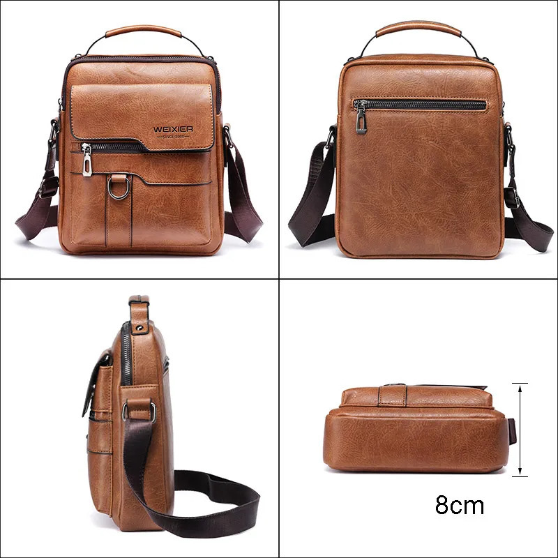 WEIXIER Men Crossbody Bag Shoulder Bags Vintage Handbags Large Capacity PU Leather For Man Messenger Tote 240723