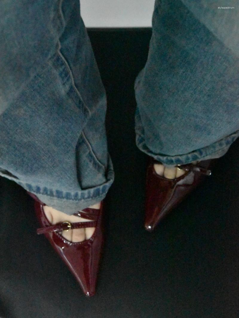Dress Shoes CHMURY 2024 Trend Wine Heels For Women Burgundy Dark Cherry Purple Red Pointed Toe Pumps Spring