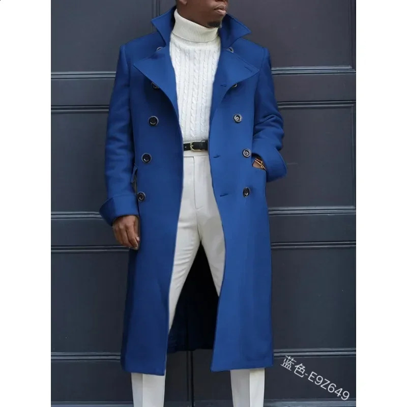 2024 Autumn Winter Mens Fashion Coat British Baggy Coat Mid-Length Trench Coat Casual Daily Comfortable 240807