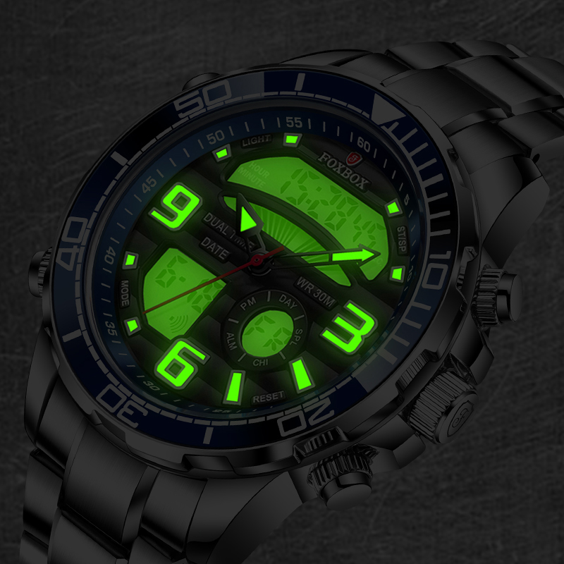 2024 Top Brand Luxury Digital Mens Watches Top Luxury Sport Quartz Wristwatch For Men Military Waterproof Clock+Box Quartz electronic dual display wat