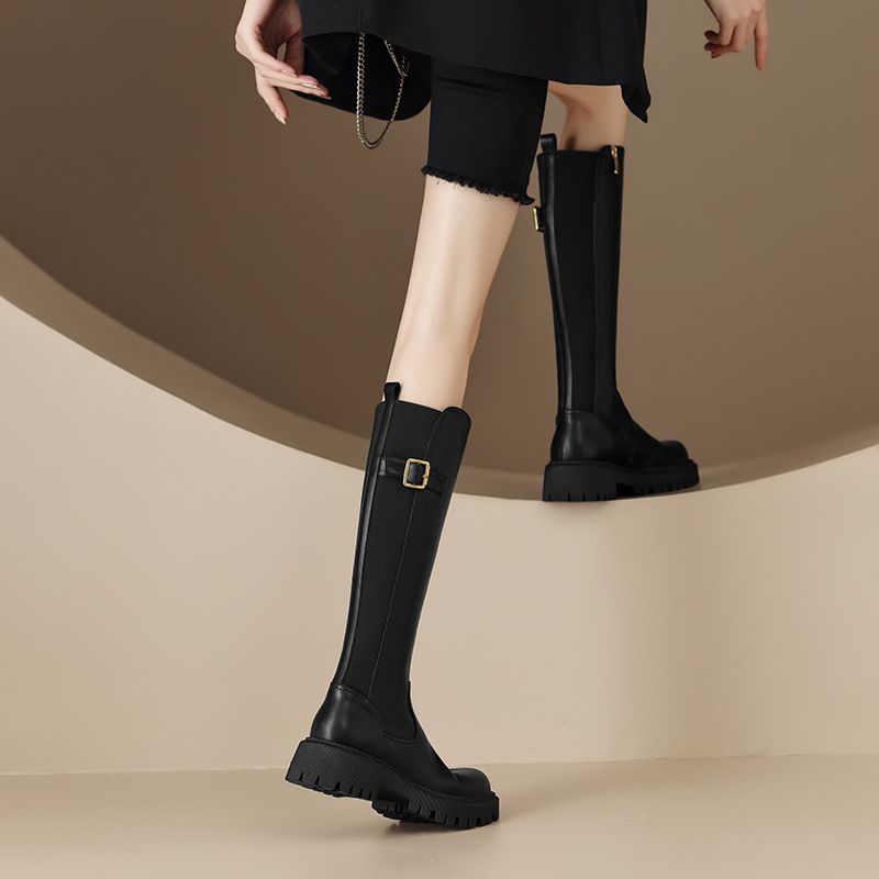 Women Boots Knee Boots Round Toe Thick Sole Simple Style Fashion Shoes Free shipping