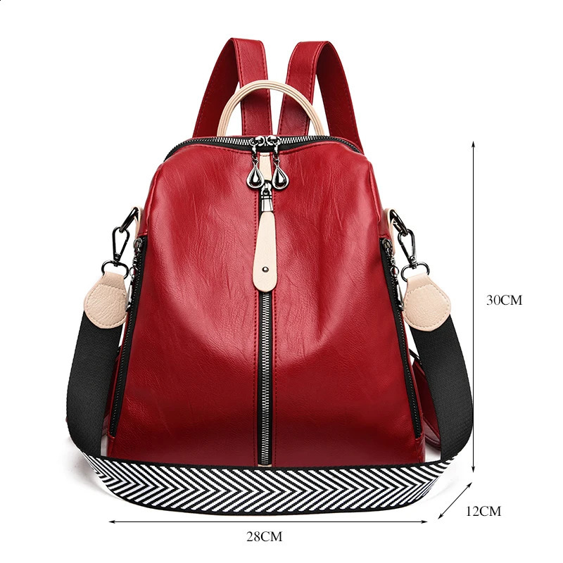 Fashion Backpack Female Soft leather Rucksack Women Shoulder Bag Ladies Travel Back Pack Large Capacity Dayback Bookbag for Girl 240724