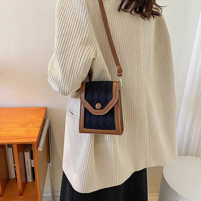 Lingge Small Bag Womens Fashion One Shoulder Crossbody Bag Texture Phone Bag 240725