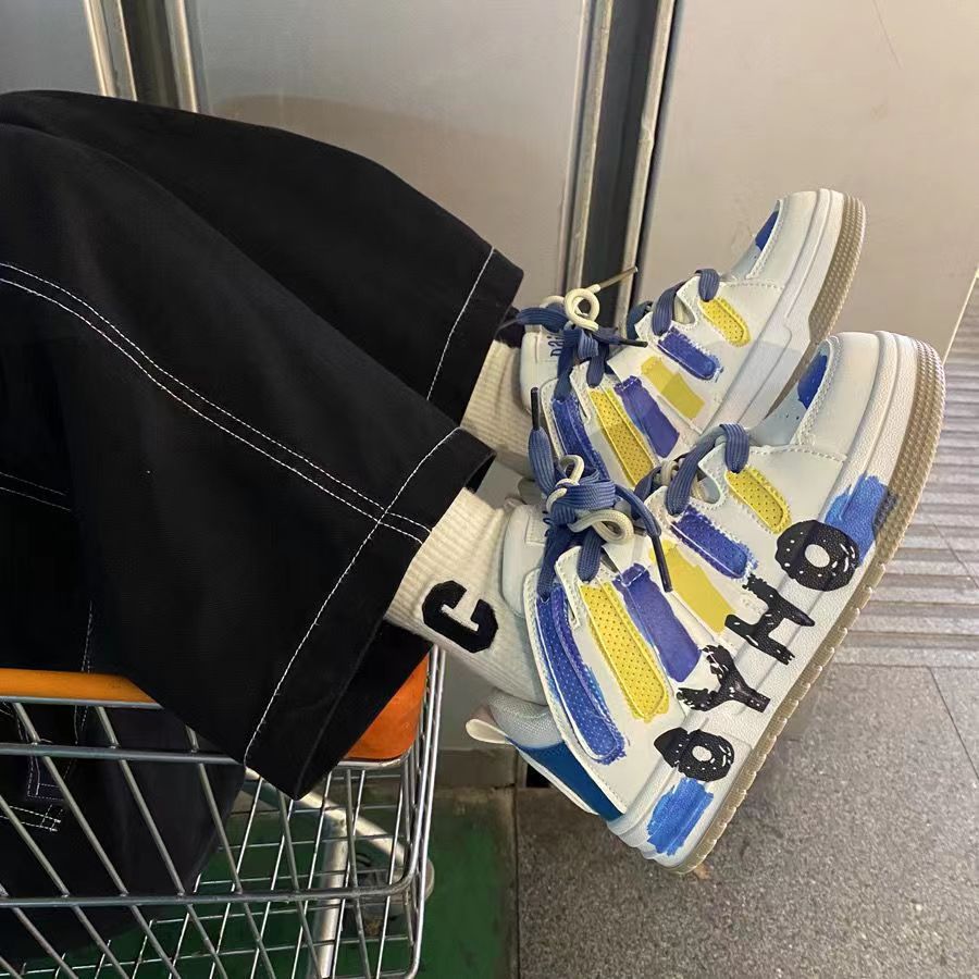 Designer In Black White Creative Graffiti Sports Board Shoes For Men And Women