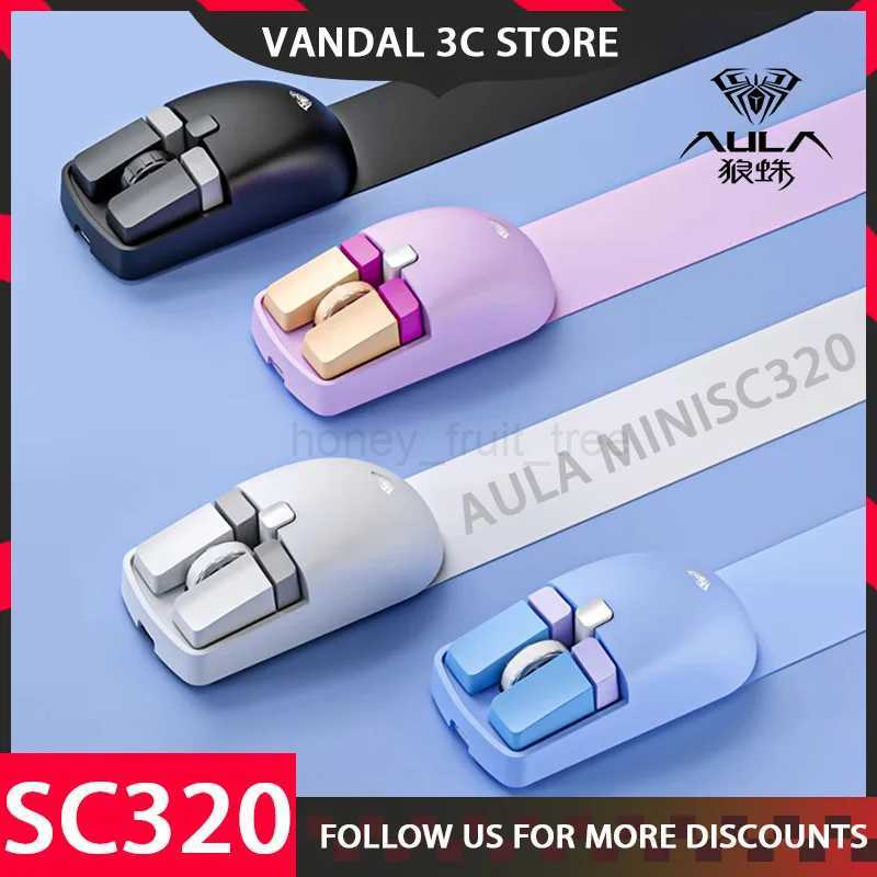 Aula Sc320 Mini Xiao Qiao Mouse Wireless Blurtooth 2.4ghz Two-Mode Three-Speed Control Erogonomics For Pc Computer Office GiftM240725