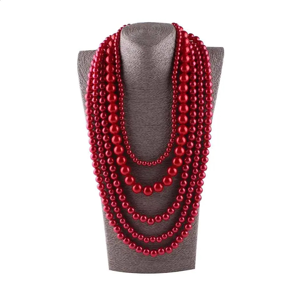 JIOFREE big beads Simulated Pearl Necklace multi layer necklace Statement Necklace women Bohemian party women jewelry 240719bj