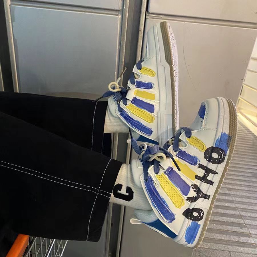 Designer In Black White Creative Graffiti Sports Board Shoes For Men And Women