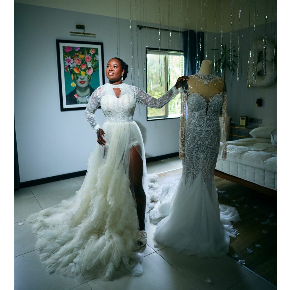 Vintage High Neck Lace Modest Wedding Dress With Long Illusion Boho Ral Bridal Gowns Full Sleeves Bohemian Vestido De Novia Custom Made 6660312