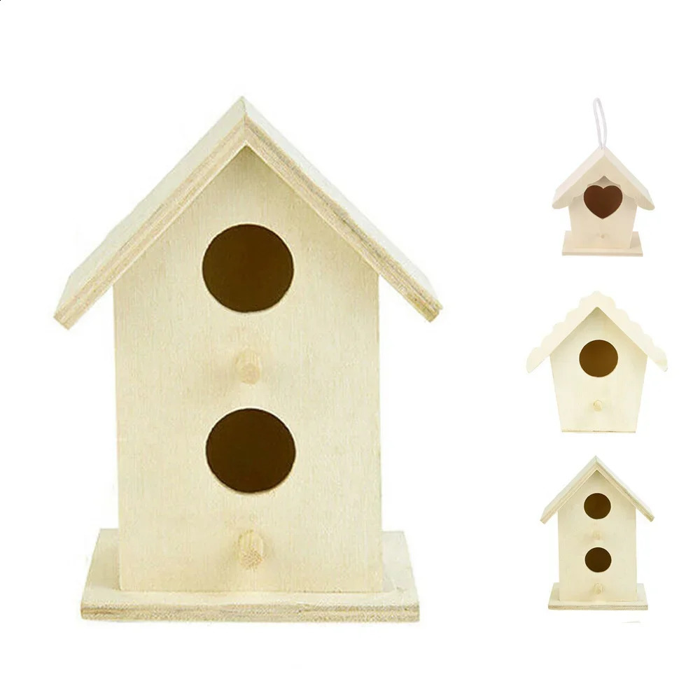 Birds Nest Garden Wooden Bird Cage Outdoor Hanging Bird House Box Garden Yard Decoration Pet Accessories Wooden Bird Cage 240724