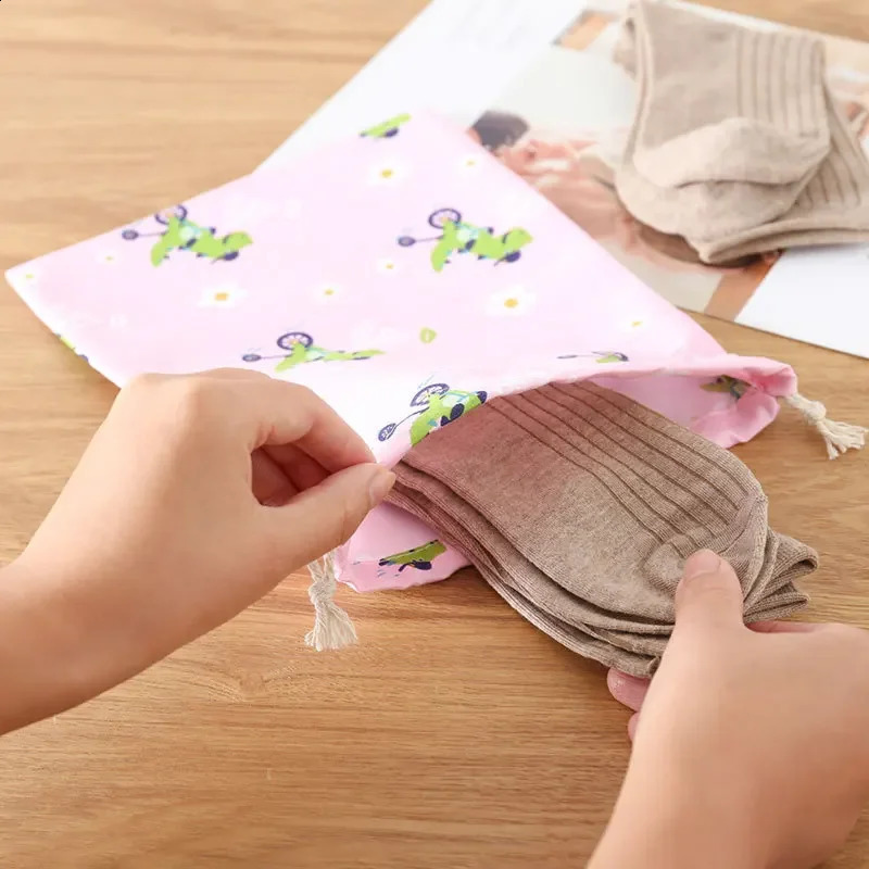 Comestic shopping makeup bag cute drawstring storage travel portable clothing bra organizer sock 240724Zl