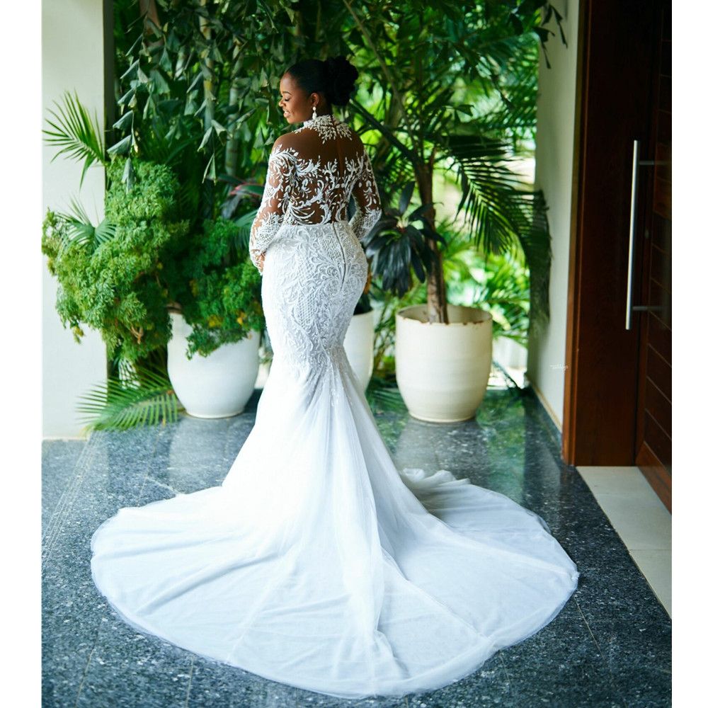 Vintage High Neck Lace Modest Wedding Dress With Long Illusion Boho Ral Bridal Gowns Full Sleeves Bohemian Vestido De Novia Custom Made 6660312