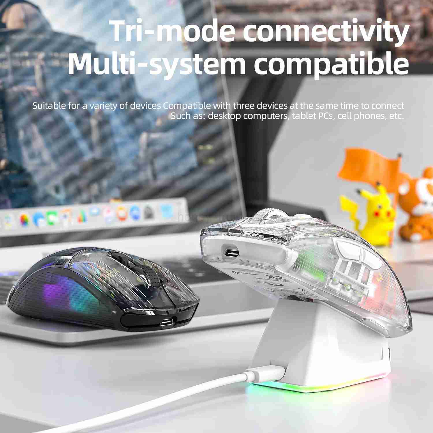 Attack Shark X2 Pro Magnetic Charging Bluetooth Mouse Tri-Mode RGB Lights Transparent Battery Indicator Computer PhoneM240725