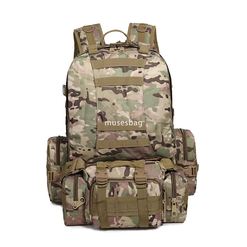 Upgraded pressed film pad with color button combination bag large capacity outdoor camo camping hiking bag