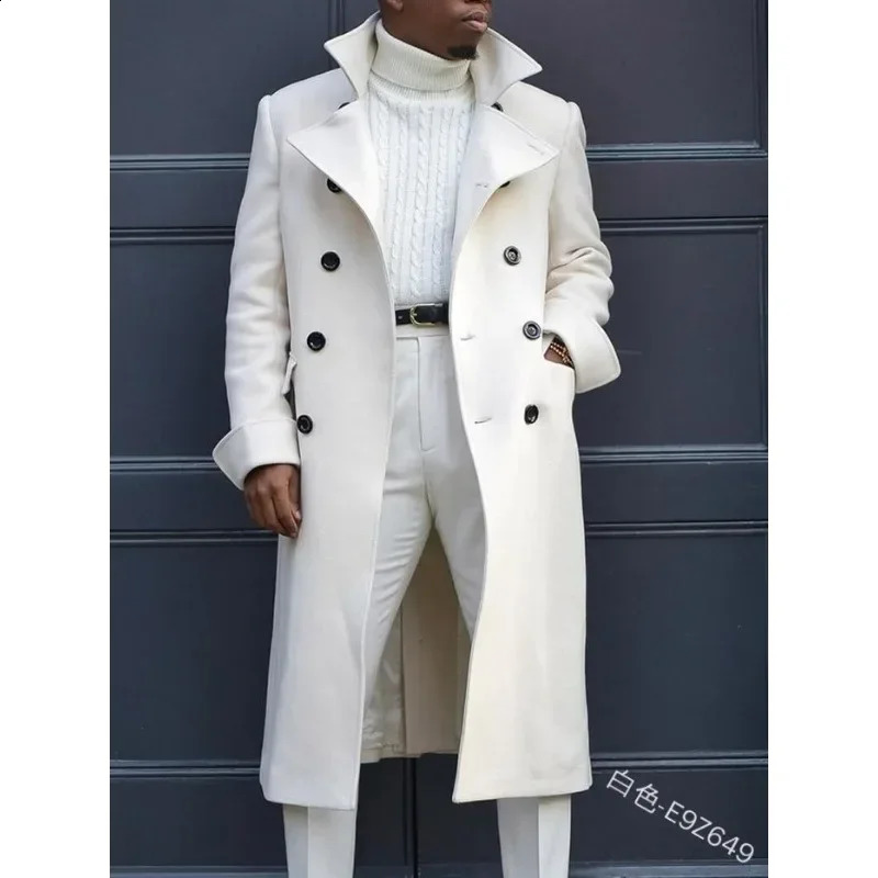 2024 Autumn Winter Mens Fashion Coat British Baggy Coat Mid-Length Trench Coat Casual Daily Comfortable 240807
