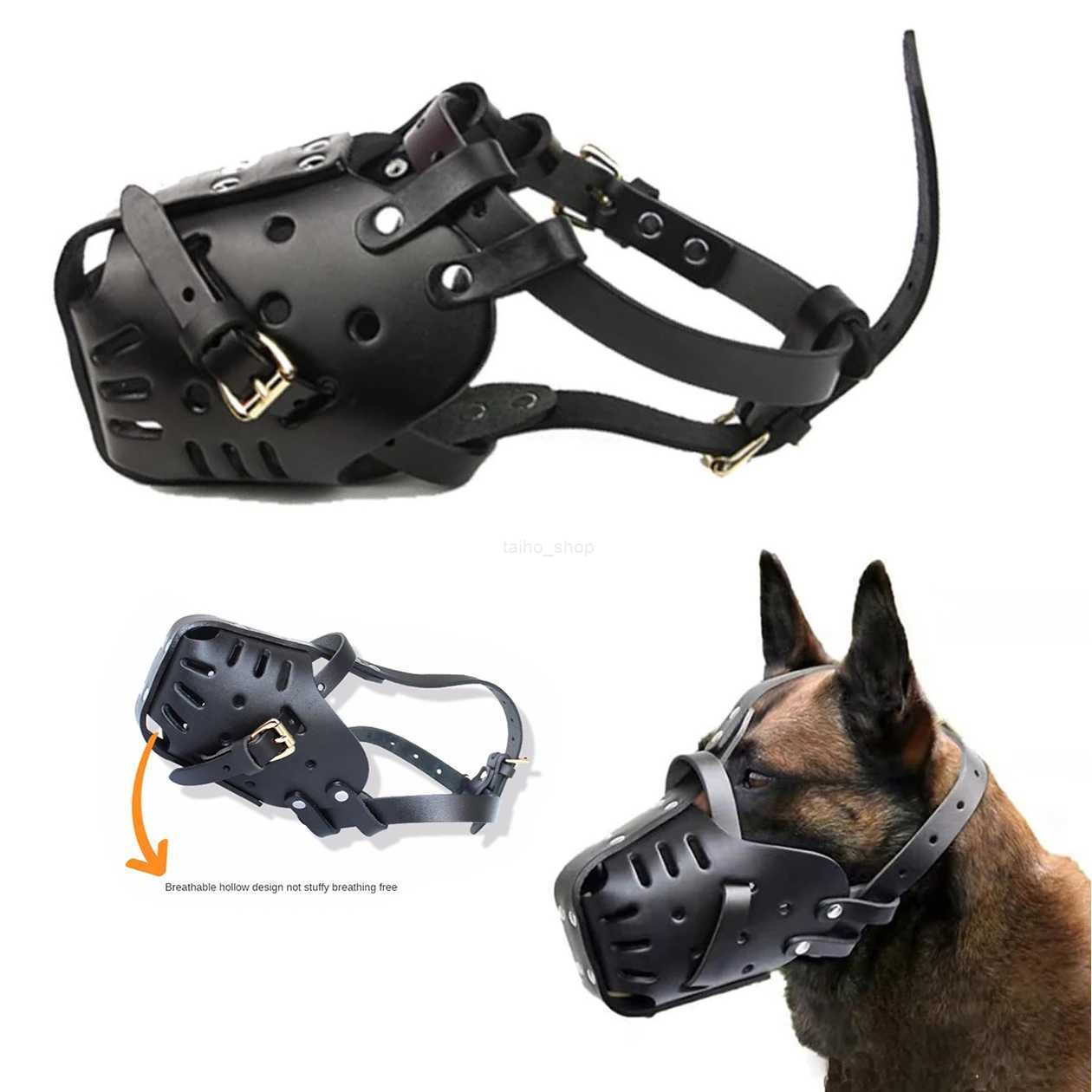 Leather Pet Dog Basket Muzzles German Shepherd Doberman Anti Bite Dog Mouth Cage Dog Training Defense Masks for Small/Large DogsL240725