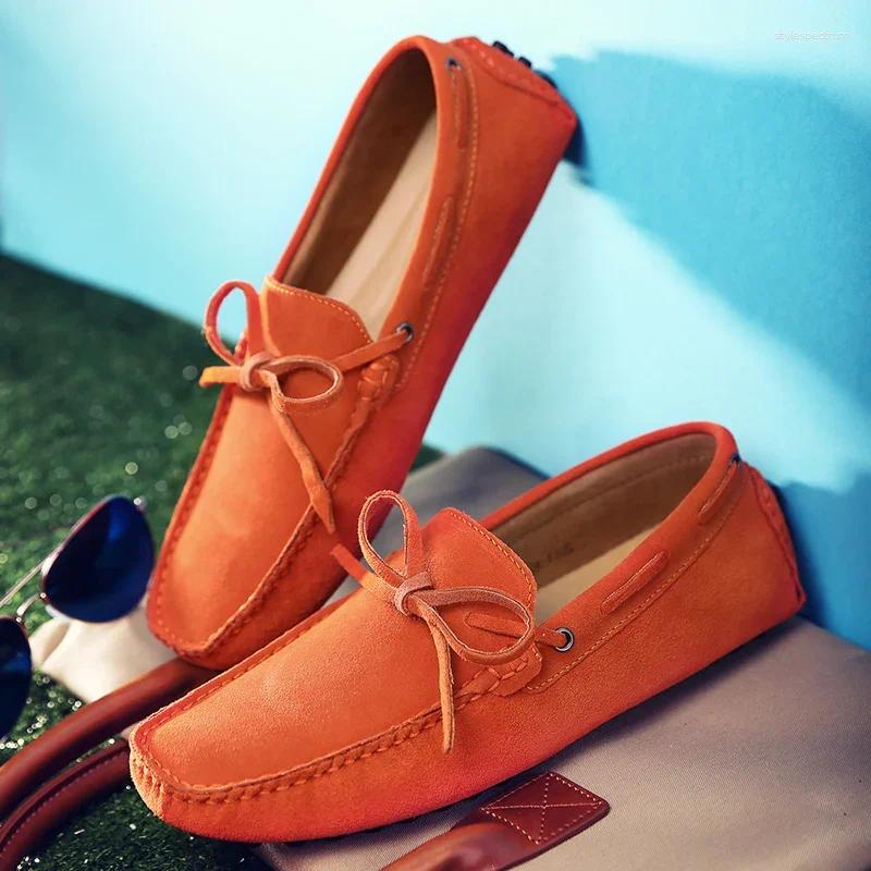 Casual Shoes Luxury Men Loafers Soft Moccasins Summer High Quality Mens Genuine Leather Suede Driving Flats Big Size 38-49
