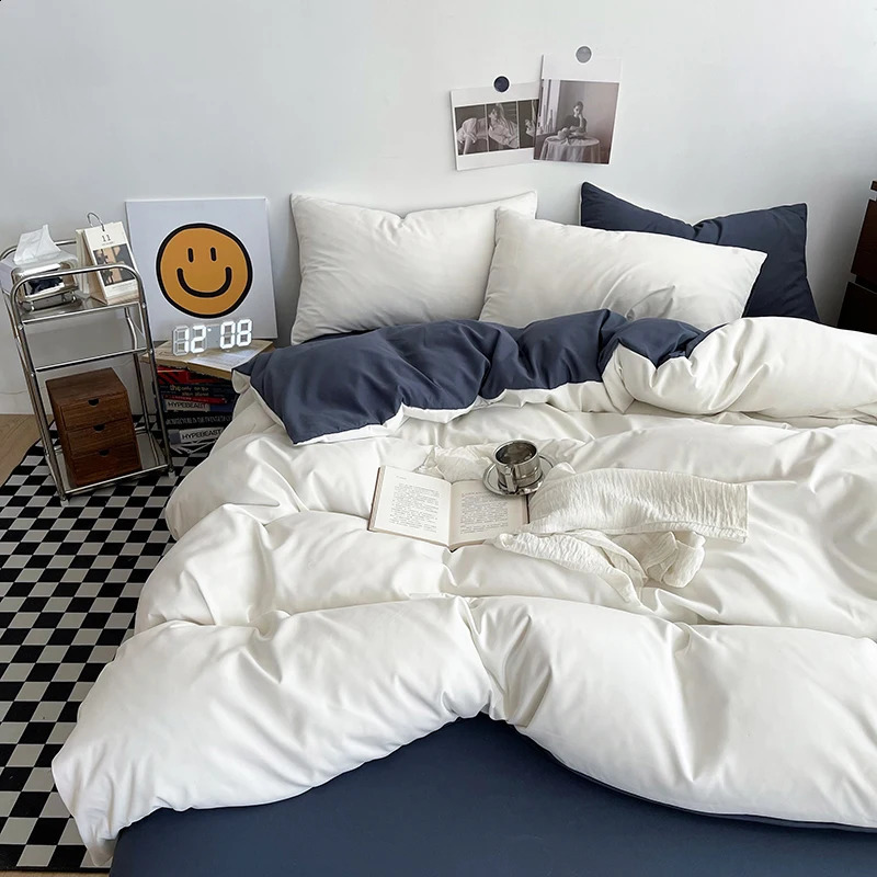 1pc Quilt Cover housse de couette 220x240 White Blue Color Duvet Cover Double Size funda nordica cama 150 Queen/King Bed Cover 240725