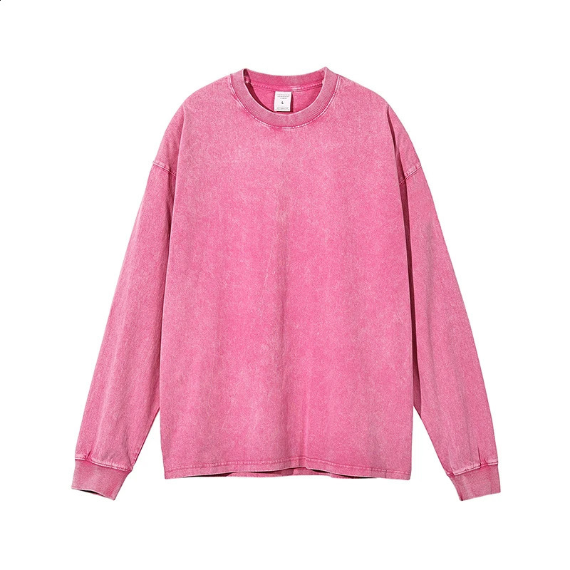 Autumn Vintage Long-Sleeved T-Shirt Men Washed Cotton Tees Fashion Harajuku Streetwear Blouse Clothing Tops Male Plus Size 5XL 240812