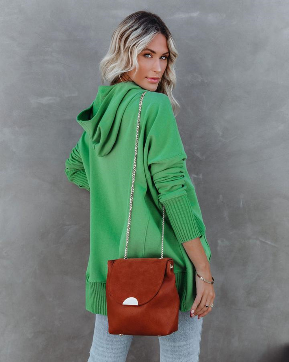 A-369 Cardigan Women Hooded Jacket Long Sleeves Outfit Solid Color Pockets Loose Gym Jackets Autumn outfit Sportswear For Lady