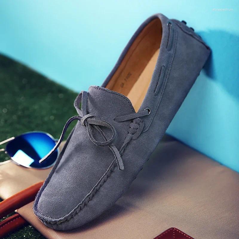 Casual Shoes Luxury Men Loafers Soft Moccasins Summer High Quality Mens Genuine Leather Suede Driving Flats Big Size 38-49