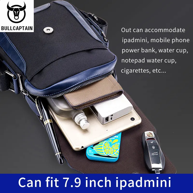 BULLCAPTAIN Man Messenger Bag Men Genuine Leather Shoulder Bags Business Crossbody Casual Male Handbag 251014