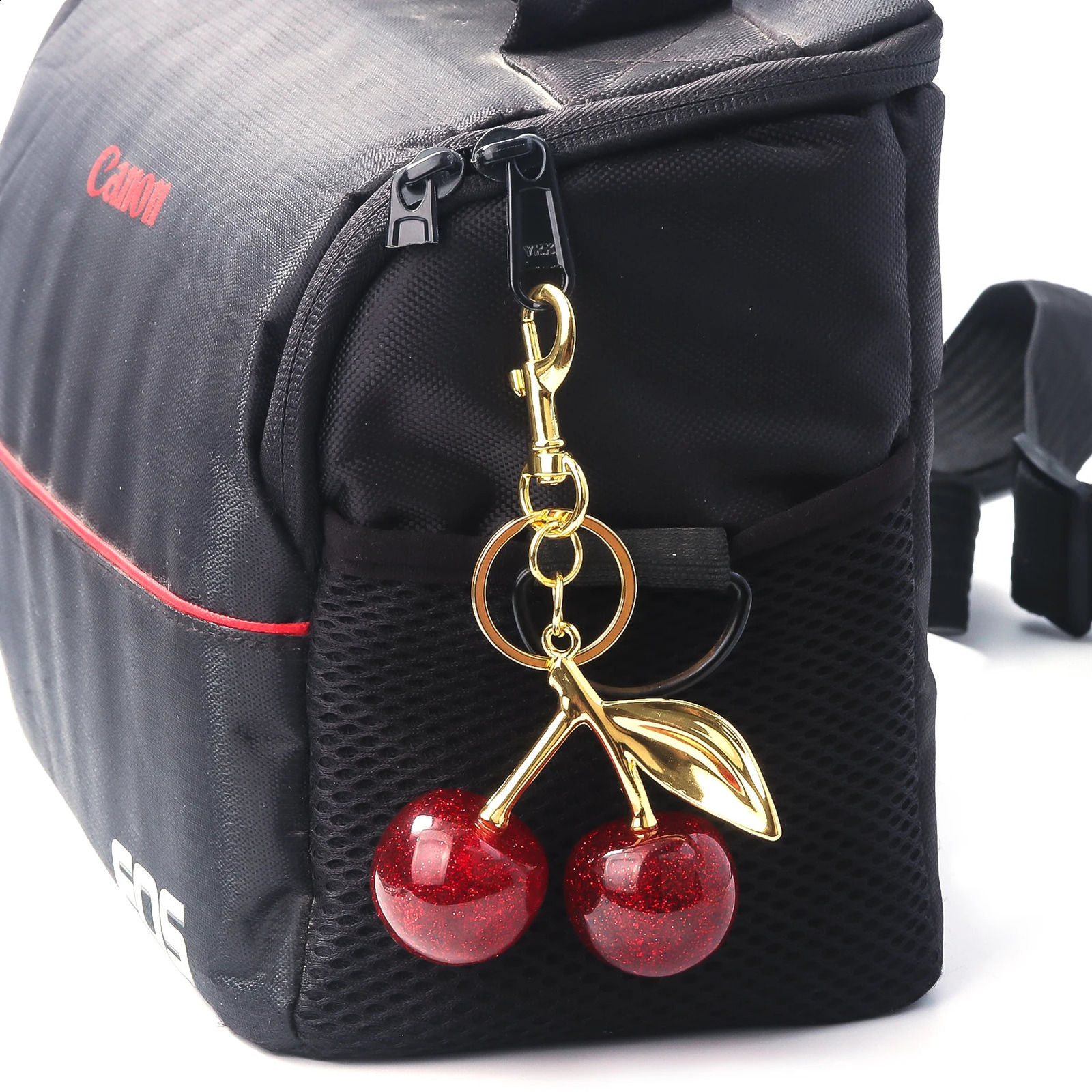Best Seller Designer Bag Charm Keychain Exquisite Red Cherry Fruit Key Chain For Women Girs Bag Purse Pendant Accessories Gift