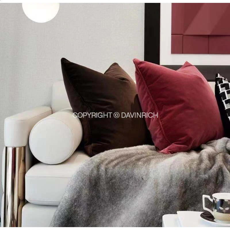 DAVINRICH Italian Velvet Throw Pillow Covers Soft Decorative Solid Square Cushion Pillow Case For Sofa Couch Bedroom Olive Green 240725 - view 3