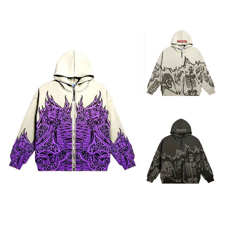 High Quality Supplier Made Vintage Hoodie Oversized Long Sleeve Zipper Hoodie Full Zipper Hoodie