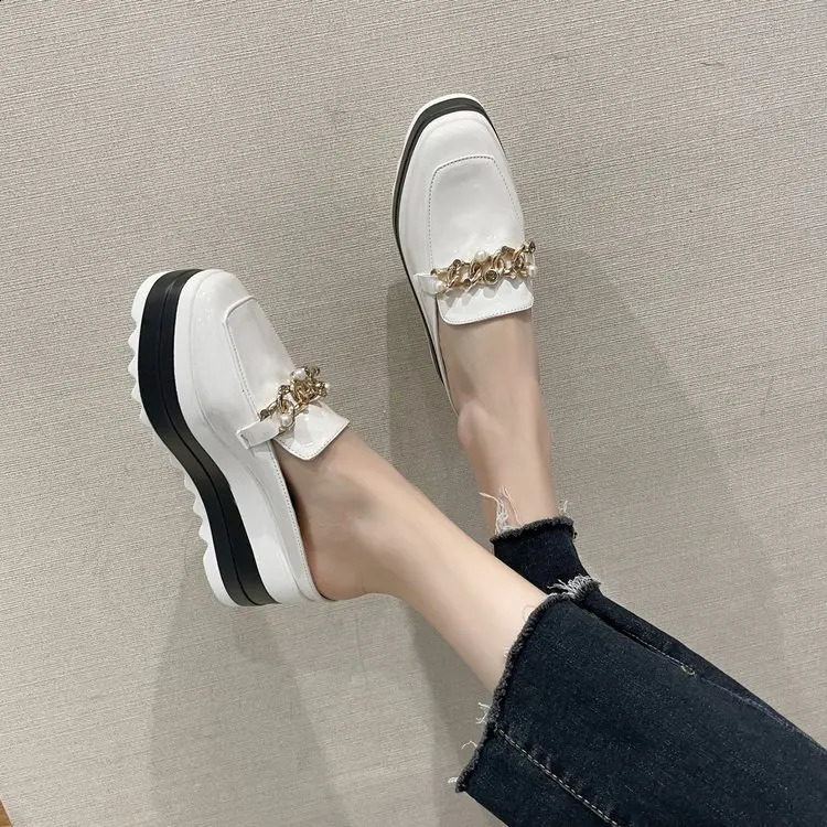 Slippers Ladies Flip Comfortable Rubber Platform Shoes Ladies Casual Round Toe Flat Loafers Flat Autumn Suede Womens Shoes 240708