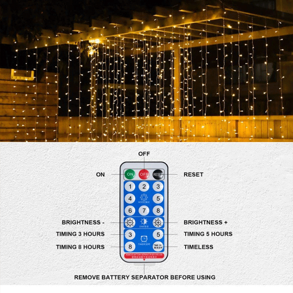 LED Solar Curtain Lights Ice Bar Waterfall Lights Patio Wedding Festival Decoration Light String wave-like