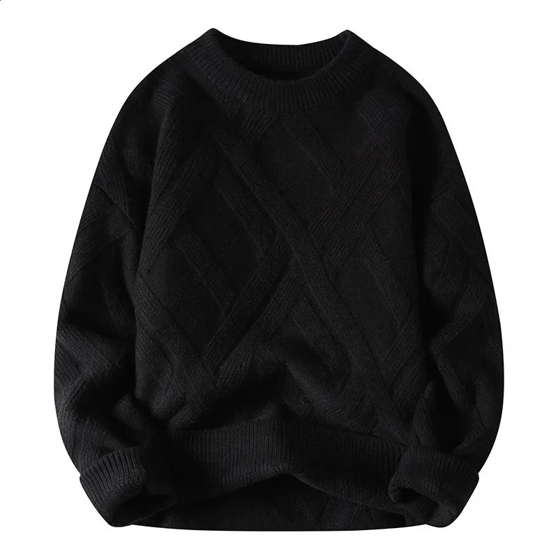 Autumn Winter Mens Sweater Casual Loose-fit Red Knitted Pullover Round Neck Base Layer Thickened Trendy Top For Men 240821